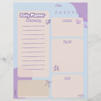Purple Aesthetic Daily Planner Page