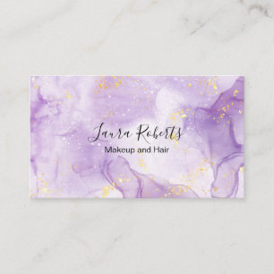 Purple Aesthetic Marble Glitter Business Card