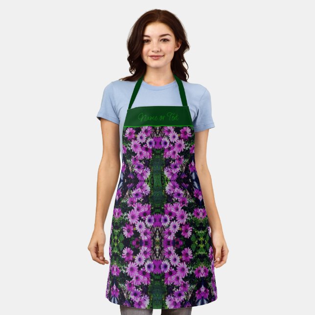 Purple African Daisy Flowers Abstract Personalized Apron (Worn)