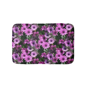 Purple African Daisy Flowers Nature Pattern Bath Mat