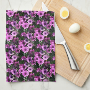 Purple African Daisy Flowers Nature Pattern Kitchen Towel