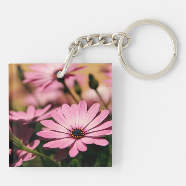 Purple African Daisy Keychain (Back)