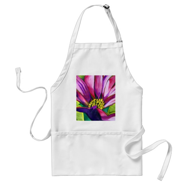 Purple African Daisy watercolor art flower Standard Apron (Front)