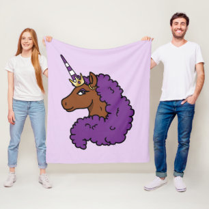 Purple Afro Unicorn Fleece Blanket