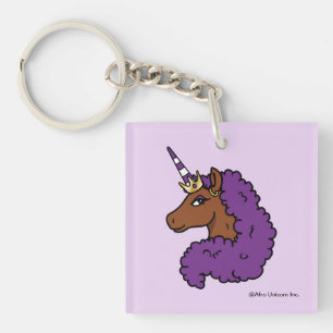 Purple Afro Unicorn Keychain