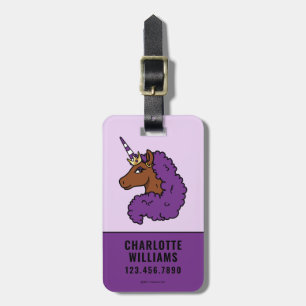 Purple Afro Unicorn Luggage Tag