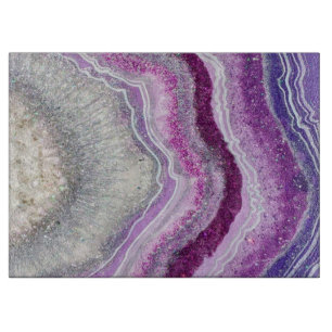 Purple Agate Geode Crystal Marble Modern Elegant Cutting Board