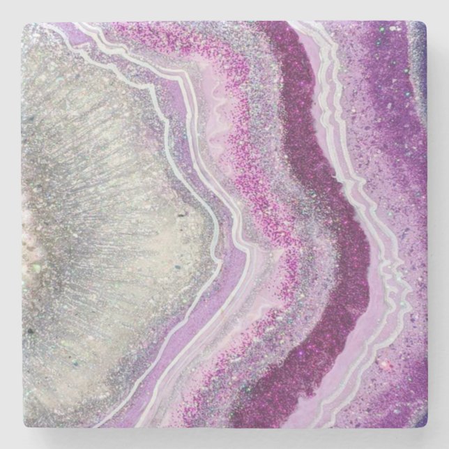 Purple Agate Geode Marble Stone Coaster (Front)