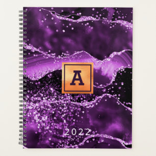Purple agate glitter pink marble name gold 2025 planner