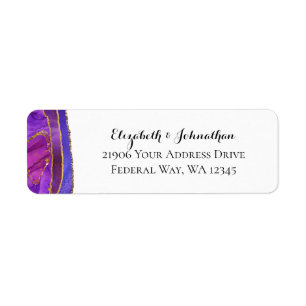 Purple Agate Moderne Aquarelle Gold Adresse