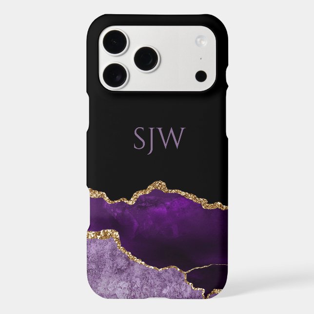 Purple Agate Monogram Gold Glitter (Back)