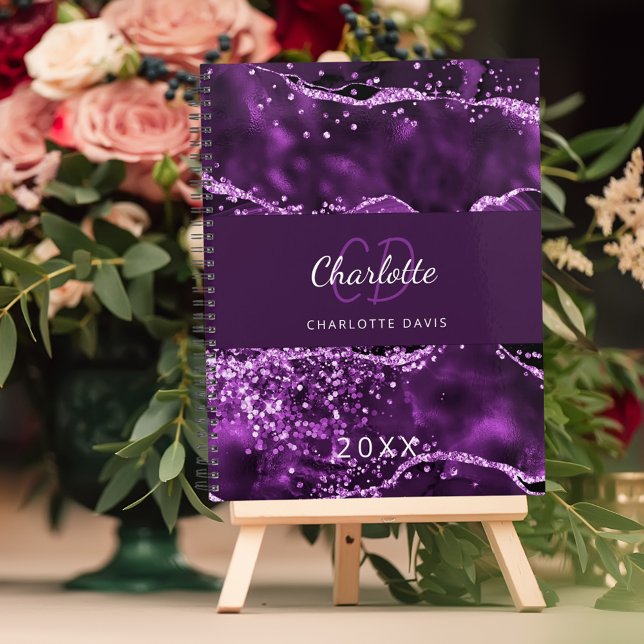 Purple agate pink marble monogram planner (Creator Uploaded)