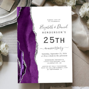 Purple Agate Silver 25th Anniversary Invitation