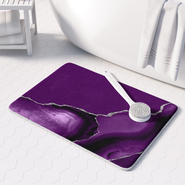 Purple Agate Silver Glitter Bath Mat (Creator Uploaded)