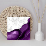 Purple Agate Silver Glitter White Marble Tile<br><div class="desc">Elegant white marble and purple agate trimmed with faux silver glitter combine in this luxurious ceramic tile.</div>