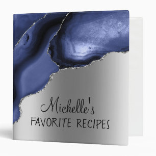 Purple Agate Silver Personalized Recipe CookBook Binder