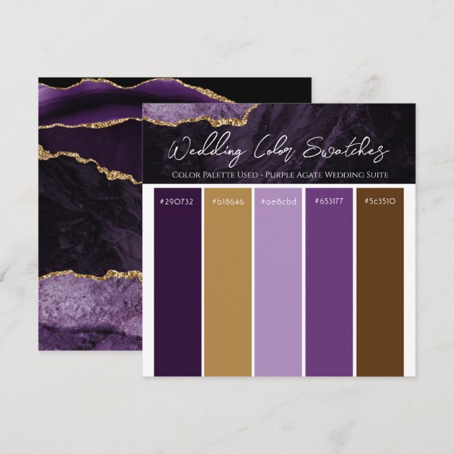 Purple Agate Wedding Colour Pallette Invitation (Front/Back)