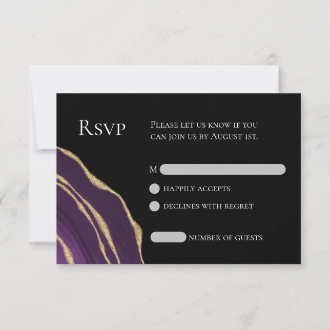 Purple agate with gold  RSVP card (Front)
