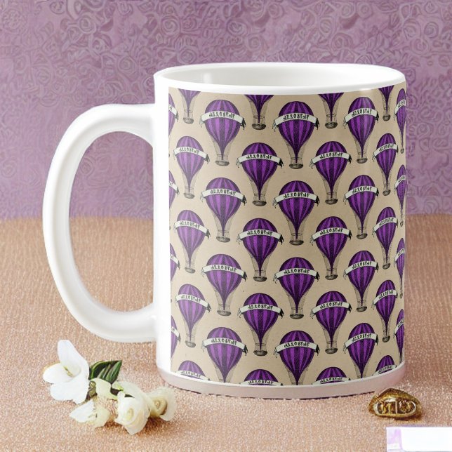 Purple Airships on Tan Steampunk Design Coffee Mug (Creator Uploaded)