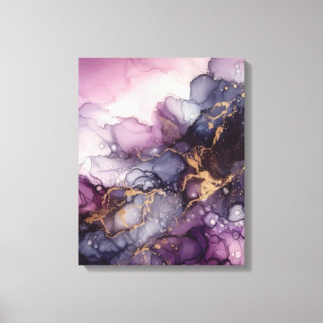 Purple alcohol ink canvas print (Front)
