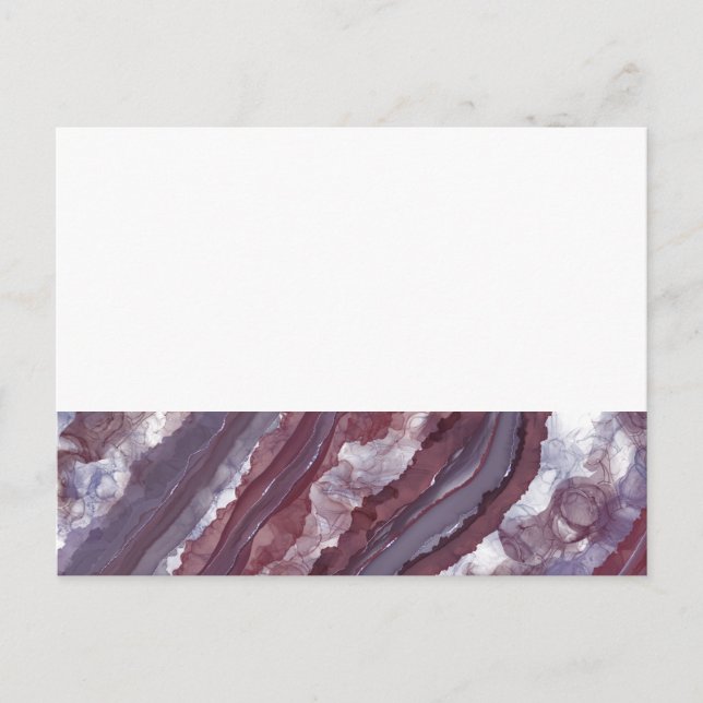 Purple Alcohol Ink Ribbon  Invitation Postcard (Front)