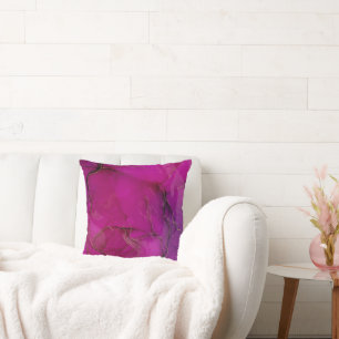 Purple alcohol ink throw pillow