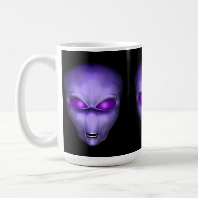 Purple Alien Head Coffee Mug (Left)