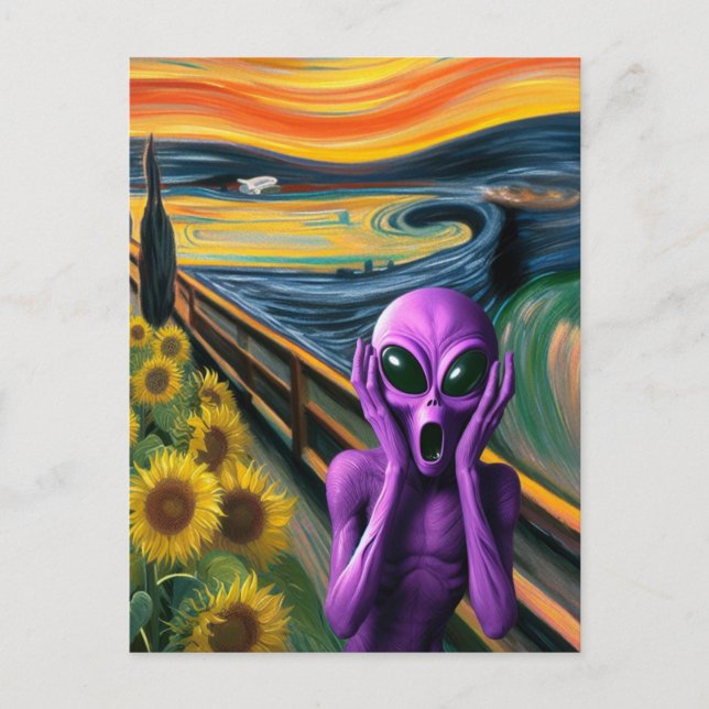 Purple Alien Screaming Postcard (Front)