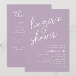 Purple All-in-One QR Code Lingerie Shower Invitation