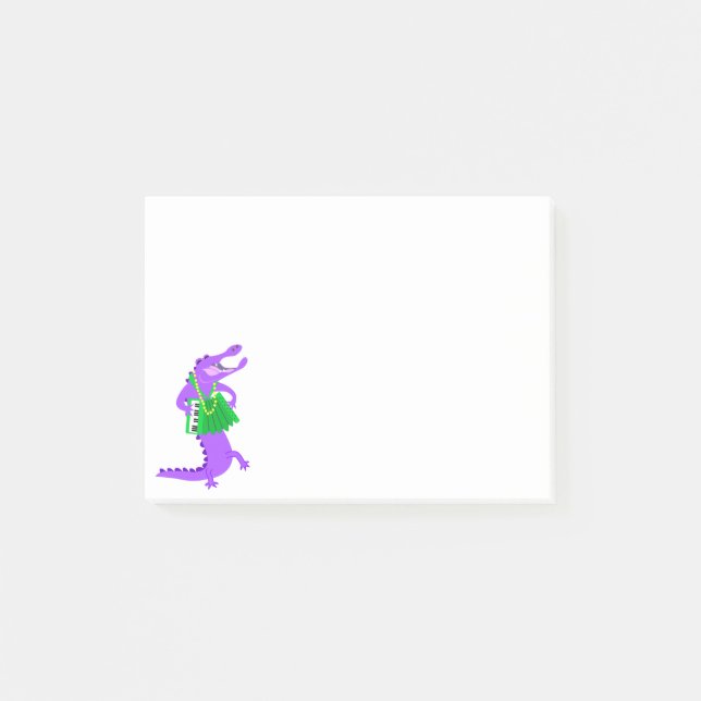 Purple Alligator playing Accordion Post-it Notes (Front)