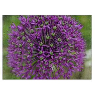 Purple allium flower cutting board