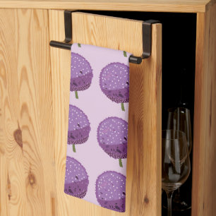 Purple Allium Flower Floral Housewarming Kitchen Towel