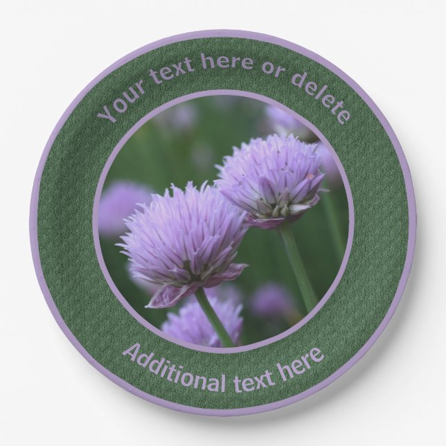 Purple Allium Flower Pair Personalized Party  Paper Plate (Front)