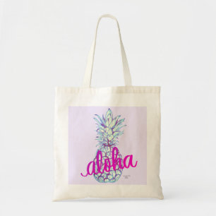 Purple Aloha Pineapple Tote Bag