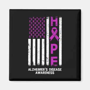 Purple Alzheimer Disease Awareness American Flag M Magnet