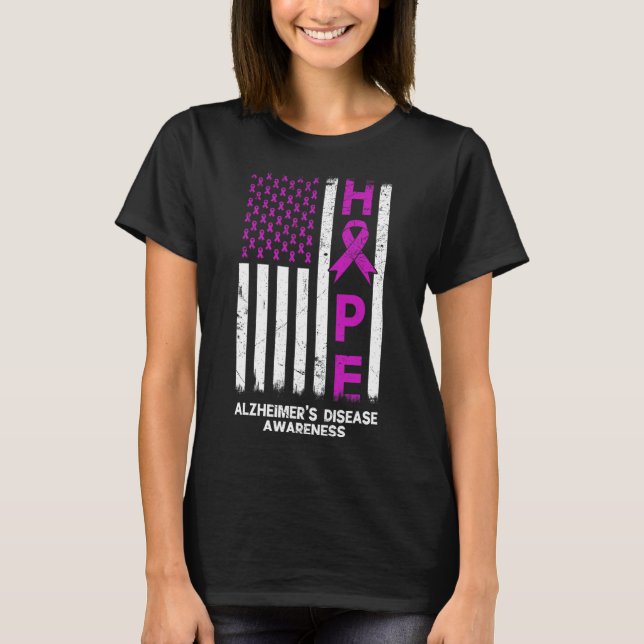 Purple Alzheimer Disease Awareness American Flag M T-Shirt (Front)