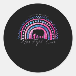 Purple Alzheimer End Awareness Rainbow Elephan Classic Round Sticker