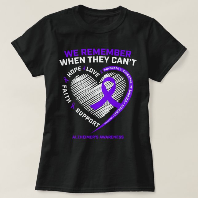Purple Alzheimers Awareness Products Women Men Gra T-Shirt (Design Front)