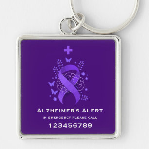 Purple Alzheimer's Disease Alert Keychain