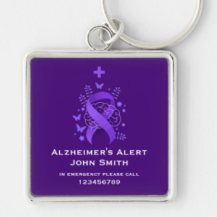 Purple Alzheimer's Disease Alert Keychain
