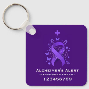 Purple Alzheimer's Disease Alert Keychain