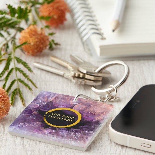 Purple amethyst add own logo professional keychain (Front Right)