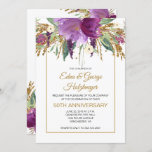 Purple Amethyst and Gold 50th Wedding Anniversary Invitation<br><div class="desc">Purple amethyst watercolor flowers with gold glitter accents and greenery 50th Wedding Anniversary. Personalize with your information. If you need help,  please email me at shutterbug600@yahoo.com.</div>