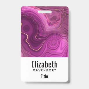  Purple Amethyst And Gold Abstract Agate Badge