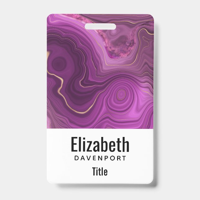  Purple Amethyst And Gold Abstract Agate Badge (Front)