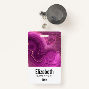  Purple Amethyst And Gold Abstract Agate Badge