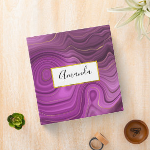 Purple Amethyst And Gold Abstract Agate Binder