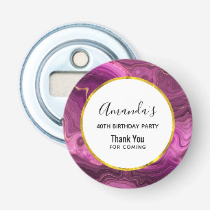 Purple Amethyst And Gold Abstract Agate Birthday Bottle Opener