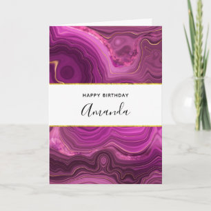 Purple Amethyst And Gold Abstract Agate Birthday Card
