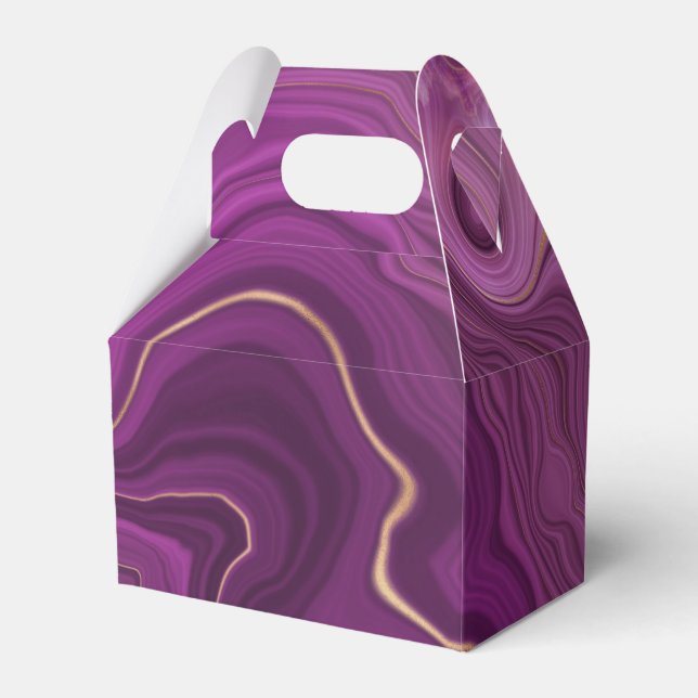 Purple Amethyst And Gold Abstract Agate Favor Box (Front Side)